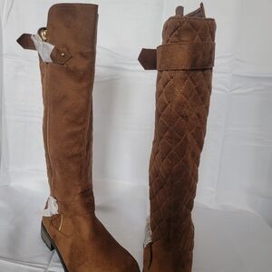 Forever Brown Knee High Quilted Boots